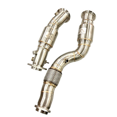 MAD BMW M2C M3 M4 S58 Resonated Downpipes W/ Flex Section